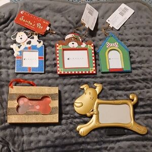 St. Nicholas Square Rustic Red and Tan Dog Bone Frame + Dog Frame Lot Of 5
